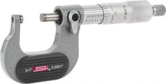 SPI - Mechanical, 0 to 1" Measurement, Painted Finish Carbide Face Ball Anvil Micrometer - 0.0001" Graduation, Ratchet Stop Thimble - Exact Tool & Supply