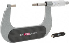 SPI - 2" to 3" Mechanical Painted Blade Micrometer - 0.0002" Accuracy, 0.03" Blade Thickness, Ratchet Stop Thimble - Exact Tool & Supply
