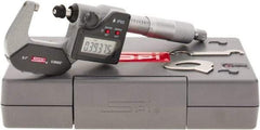 SPI - 0 to 1" Range, 0.00005" Resolution, Standard Throat IP65 Electronic Outside Micrometer - 0.0001" Accuracy, Ratchet Stop Thimble, Carbide Face, LR44 Battery, Includes NIST Traceable Certification of Inspection - Exact Tool & Supply
