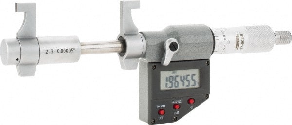 SPI - 2 to 3" Range, 0.00005" Resolution, Ratchet Stop Thimble, Electronic Inside & Tubular Micrometer - Exact Tool & Supply