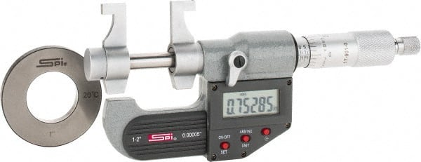SPI - 1 to 2" Range, 0.00005" Resolution, Ratchet Stop Thimble, Electronic Inside & Tubular Micrometer - Exact Tool & Supply