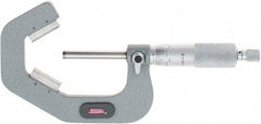 SPI - 1 to 2 Inch Measurement, 3 Flutes Measured, Ratchet Stop Thimble, Mechanical V Anvil Micrometer - 0.0002 Inch Accuracy, Carbide Face - Exact Tool & Supply