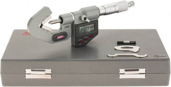 SPI - 0.04 to 0.6 Inch Measurement, 3 Flutes Measured, Ratchet Stop Thimble, Electronic V Anvil Micrometer - 0.0001 Inch Accuracy, Carbide Face - Exact Tool & Supply