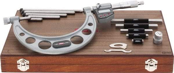SPI - Electronic, 0 to 6 Range, Carbide Face Interchangeable Anvil Micrometer - 0.0002" Accuracy, 0.00005" Graduation - Exact Tool & Supply