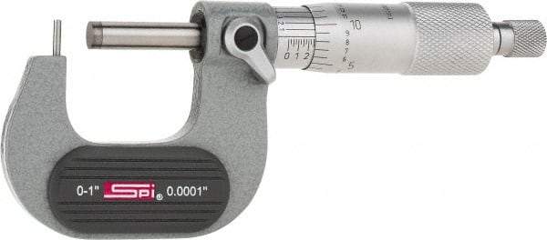 SPI - 0 to 1 Inch Range, 0.0001 Inch Graduation, A Anvil, Ratchet Stop Thimble, Mechanical Tube Micrometer - 0.0001 Inch Accuracy, Carbide Face - Exact Tool & Supply