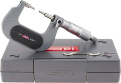 SPI - 0 to 1 Inch, 1.26 Inch Throat Depth, Mechanical Spline Micrometer - 0.0001 Inch Accuracy, 0.0001 Inch Graduation, 0.25 Inch Spindle Diameter, 3mm Head Diameter, Ratchet Stop Thimble - Exact Tool & Supply