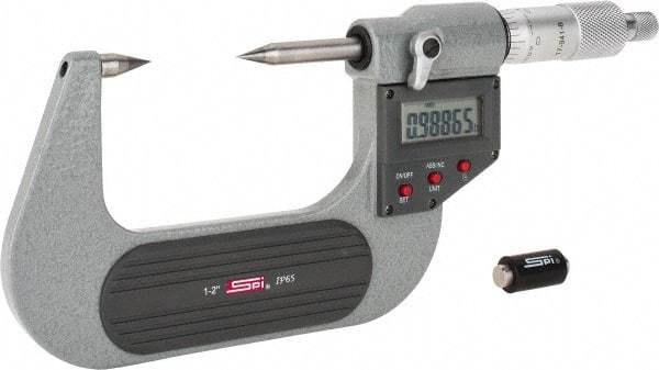 SPI - 1 to 2 Inch, Ratchet Stop, Electronic Point Micrometer - Accurate up to 0.0002 Inch, 30° Point Angle - Exact Tool & Supply