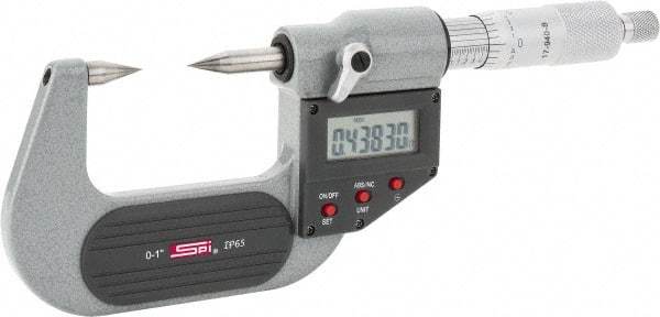 SPI - 1 Inch, Ratchet Stop, Electronic Point Micrometer - Accurate up to 0.0001 Inch, 30° Point Angle - Exact Tool & Supply