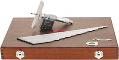SPI - 0 to 300mm Range, 4" Base Length, 12 Rods, Ratchet Stop Thimble, Electronic Depth Micrometer - IP65, 0.00005" Resolution, Accurate to 0.007mm, 0.176" Rod Diam, LR44 Battery, Data Output - Exact Tool & Supply
