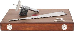 SPI - 0 to 300mm Range, 2-1/2" Base Length, 12 Rods, Ratchet Stop Thimble, Electronic Depth Micrometer - IP65, 0.00005" Resolution, Accurate to 0.007mm, 0.176" Rod Diam, LR44 Battery, Data Output - Exact Tool & Supply