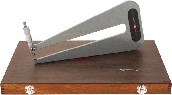 SPI - 0 to 1" Range, 0.0001" Graduation, Mechanical Outside Micrometer - Ratchet Stop Thimble, 12" Throat Depth, Accurate to 0.0003" - Exact Tool & Supply