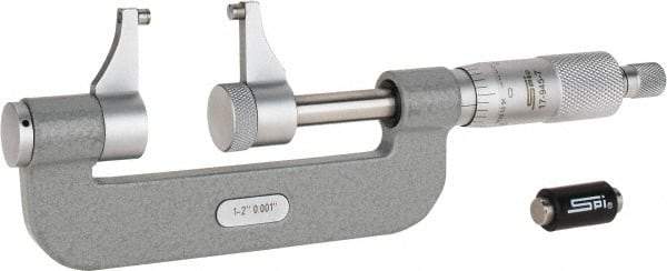 SPI - 1 to 2" Range, 0.001" Graduation, Mechanical Outside Micrometer - Ratchet Stop Thimble, Accurate to 0.00025" - Exact Tool & Supply