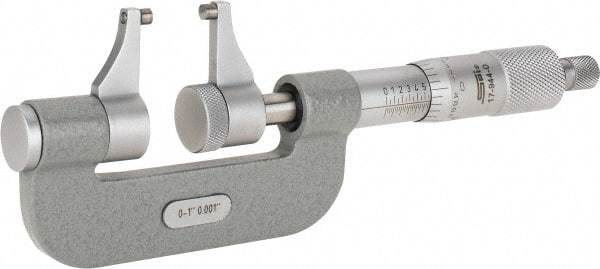 SPI - 0 to 1" Range, 0.001" Graduation, Mechanical Outside Micrometer - Ratchet Stop Thimble, Accurate to 0.0002" - Exact Tool & Supply