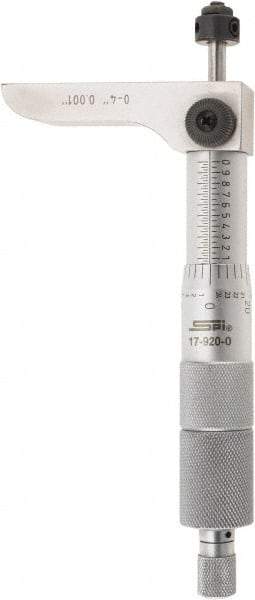 SPI - 0 to 4" Range, 4 Rod, Mechanical Depth Micrometer - Ratchet Stop Thimble, 2-1/4" Base Length, 0.001" Graduation, 4.5mm Rod Diam - Exact Tool & Supply