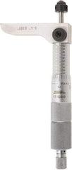 SPI - 0 to 4" Range, 4 Rod, Mechanical Depth Micrometer - Ratchet Stop Thimble, 2-1/4" Base Length, 0.001" Graduation, 4.5mm Rod Diam - Exact Tool & Supply