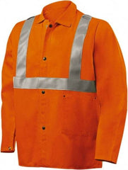 Steiner - Size L Flame Resistant/Retardant Jacket - Orange, Cotton, Snaps Closure - Exact Tool & Supply