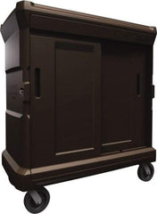 Made in USA - 56" Wide x 31" Long x 59" High Food Delivery System Cart - 2 Door, 132 Slot, Plastic, 2 Rigid/2 Swivel Casters - Exact Tool & Supply