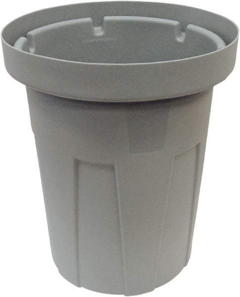 Made in USA - 45 Gal Gray Round Trash Can - Polyethylene, None Graphic, Lid Not Included - Exact Tool & Supply