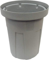 Made in USA - 50 Gal Gray Round Trash Can - Polyethylene, None Graphic, Lid Not Included - Exact Tool & Supply