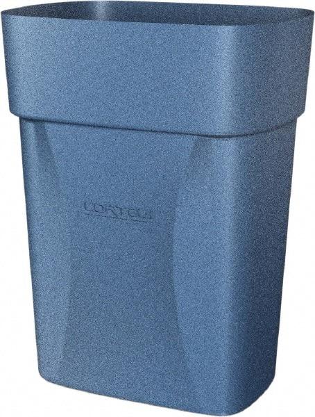 Made in USA - 14 Qt Blue Rectangle Trash Can - Polyethylene, None Graphic, Lid Not Included - Exact Tool & Supply