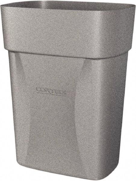 Made in USA - 14 Qt Gray Rectangle Trash Can - Polyethylene, None Graphic, Lid Not Included - Exact Tool & Supply