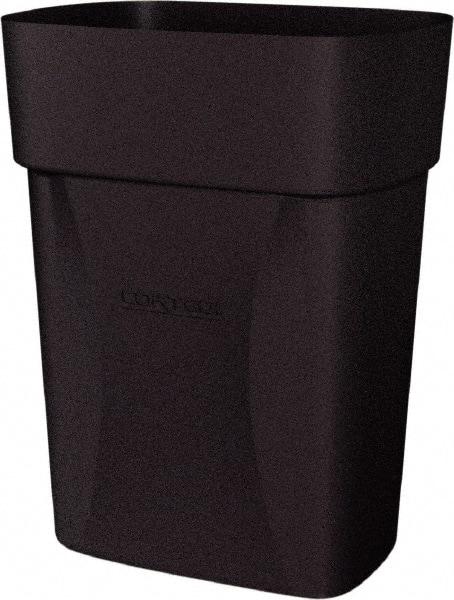 Made in USA - 14 Qt Black Rectangle Trash Can - Polyethylene, None Graphic, Lid Not Included - Exact Tool & Supply
