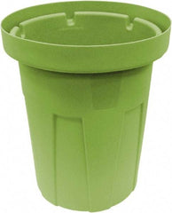 Made in USA - 40 Gal Green Round Trash Can - Polyethylene, None Graphic, Lid Not Included - Exact Tool & Supply