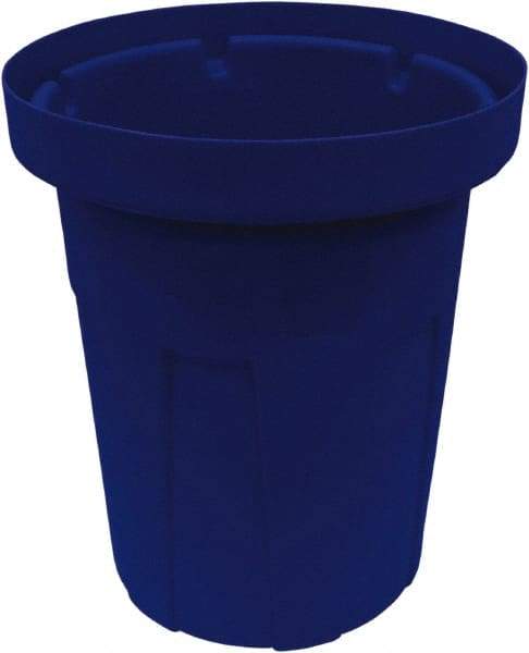 Made in USA - 20 Gal Blue Round Trash Can - Polyethylene, None Graphic, Lid Not Included - Exact Tool & Supply