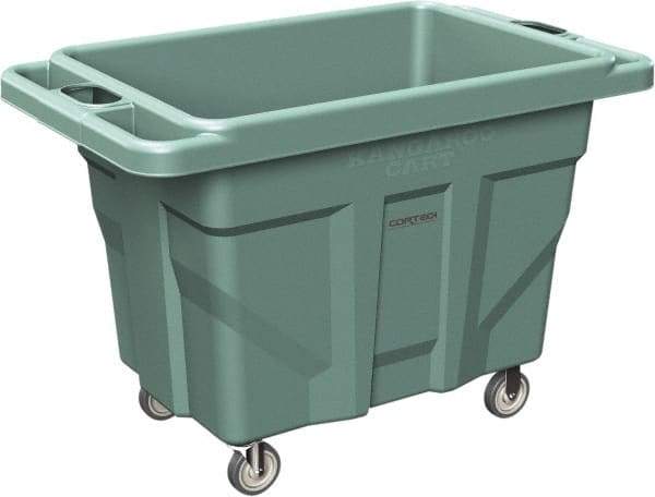Made in USA - 1,000 Lb Load Capacity, 18.67 Cu Ft, 15 Bushels, 0.67 Cu Yd, Polyethylene Delivery Cart - 53" Wide x 31" Long x 38" High, Green - Exact Tool & Supply