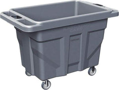 Made in USA - 1,000 Lb Load Capacity, 18.67 Cu Ft, 15 Bushels, 0.67 Cu Yd, Polyethylene Delivery Cart - 53" Wide x 31" Long x 38" High, Blue/Gray - Exact Tool & Supply
