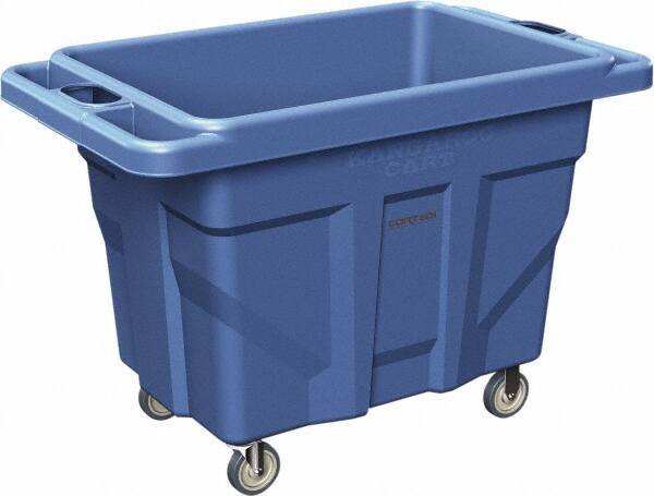 Made in USA - 1,000 Lb Load Capacity, 18.67 Cu Ft, 15 Bushels, 0.67 Cu Yd, Polyethylene Delivery Cart - 53" Wide x 31" Long x 38" High, Blue - Exact Tool & Supply