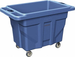 Made in USA - 1,000 Lb Load Capacity, 18.67 Cu Ft, 15 Bushels, 0.67 Cu Yd, Polyethylene Delivery Cart - 53" Wide x 31" Long x 38" High, Blue - Exact Tool & Supply