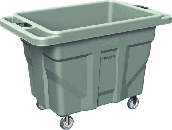 Made in USA - 1,000 Lb Load Capacity, 18.67 Cu Ft, 15 Bushels, 0.67 Cu Yd, Polyethylene Delivery Cart - 53" Wide x 31" Long x 38" High, Green - Exact Tool & Supply