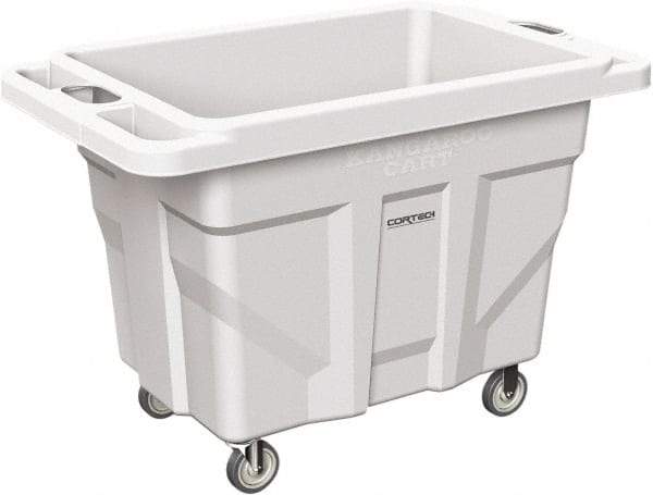 Made in USA - 1,000 Lb Load Capacity, 18.67 Cu Ft, 15 Bushels, 0.67 Cu Yd, Polyethylene Delivery Cart - 53" Wide x 31" Long x 38" High, White - Exact Tool & Supply