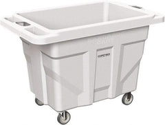 Made in USA - 1,000 Lb Load Capacity, 18.67 Cu Ft, 15 Bushels, 0.67 Cu Yd, Polyethylene Delivery Cart - 53" Wide x 31" Long x 38" High, White - Exact Tool & Supply