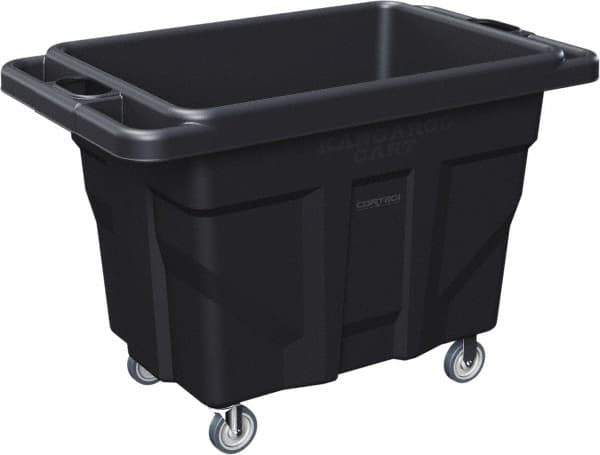 Made in USA - 1,000 Lb Load Capacity, 18.67 Cu Ft, 15 Bushels, 0.67 Cu Yd, Polyethylene Delivery Cart - 53" Wide x 31" Long x 38" High, Black - Exact Tool & Supply