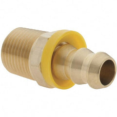 Value Collection - 1/2" ID 1/2 NPTF Barbed Push On Male Connector - Brass - Exact Tool & Supply