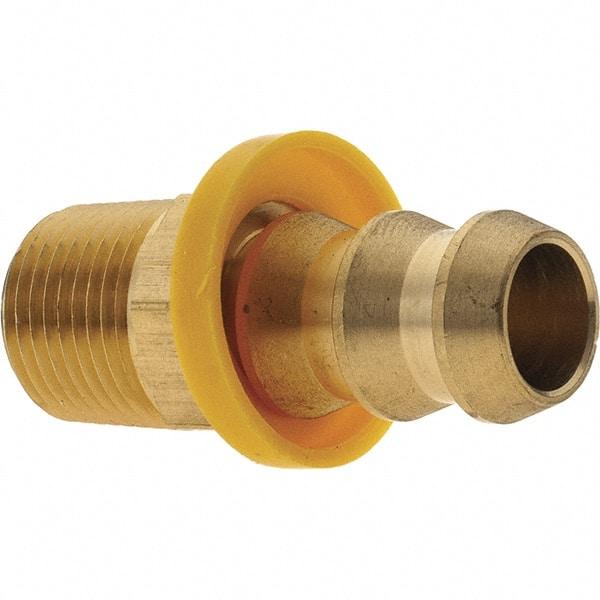 Value Collection - 1/2" ID 3/8 NPTF Barbed Push On Male Connector - Brass - Exact Tool & Supply