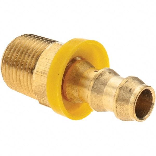 Value Collection - 3/8" ID 3/8 NPTF Barbed Push On Male Connector - Brass - Exact Tool & Supply