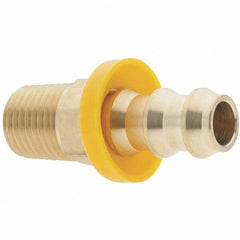 Value Collection - 3/8" ID 1/4 NPTF Barbed Push On Male Connector - Brass - Exact Tool & Supply
