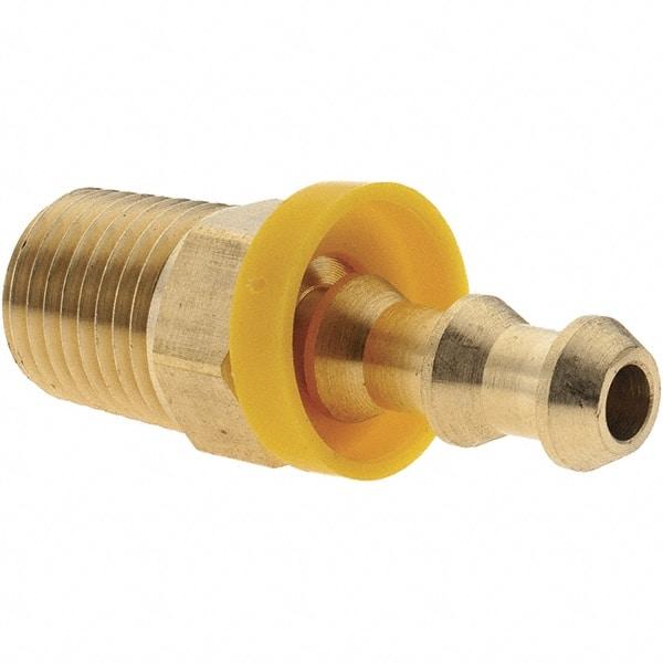 Value Collection - 1/4" ID 1/4 NPTF Barbed Push On Male Connector - Brass - Exact Tool & Supply
