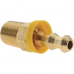 Value Collection - 1/4" ID 1/4 NPTF Barbed Push On Male Connector - Brass - Exact Tool & Supply