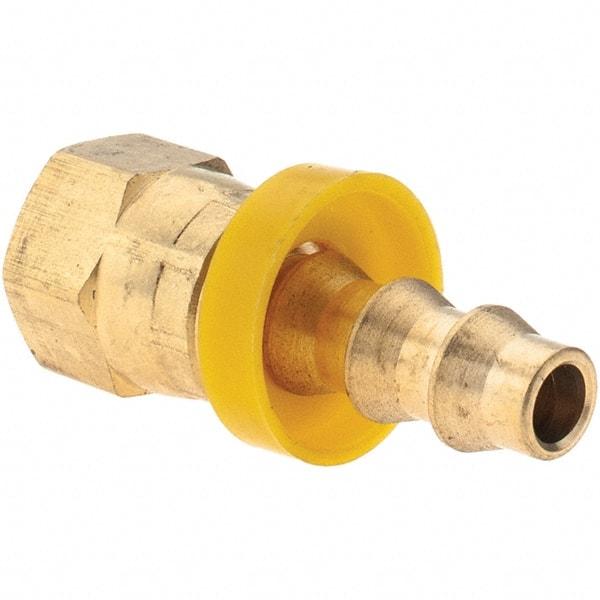 Value Collection - 1/4" ID 7/16 UNF Barbed Push On Female Connector - 1/4" OD, Brass - Exact Tool & Supply
