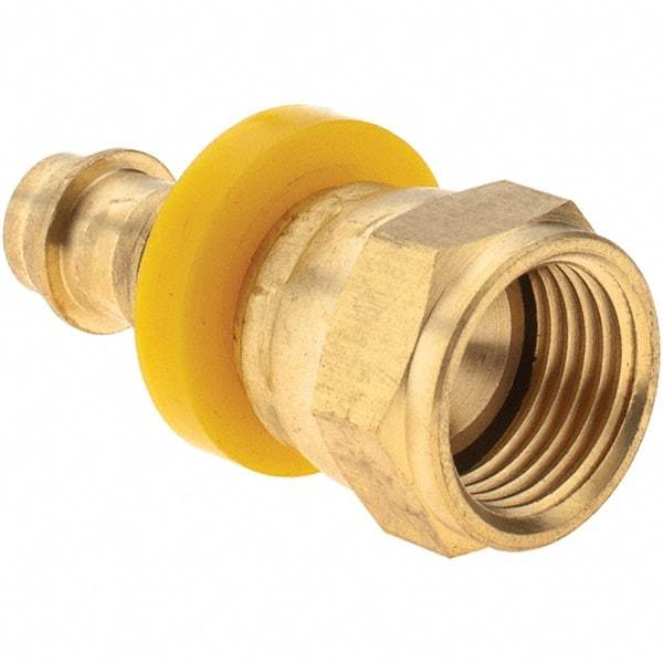 Value Collection - 3/8" ID 5/8 UNF Barbed Push On Female Connector - 3/8" OD, Brass - Exact Tool & Supply