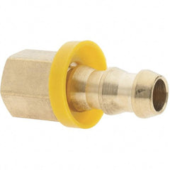 Value Collection - 3/8" ID 1/4 NPTF Barbed Push On Female Connector - 3/8" OD, Brass - Exact Tool & Supply