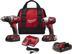 Milwaukee Tool - 18 Volt Cordless Tool Combination Kit - Includes Compact Drill/Driver & Impact Driver, Lithium-Ion Battery Included - Exact Tool & Supply