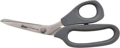Clauss - 2-1/2" LOC, 8" OAL Stainless Steel High Leverage Scissors - Ambidextrous, Full Serrated, Glass-Filled Nylon Bent Handle, For Cutting, Kevlar - Exact Tool & Supply