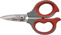 Clauss - 1/2" LOC, 6" OAL Stainless Steel High Leverage Scissors - Ambidextrous, Full Serrated, Glass-Filled Nylon Straight Handle, For Cutting, Electrical Use - Exact Tool & Supply