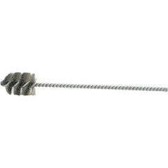 Brush Research Mfg. - 1.175" Diam Helical Stainless Steel Tube Brush - Single Spiral, 0.005" Filament Diam, 1-5/8" Brush Length, 8-1/2" OAL, 0.245" Diam Galvanized Steel Shank - Exact Tool & Supply