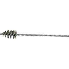 Brush Research Mfg. - 1-1/4" Diam Helical Steel Tube Brush - Single Spiral, 0.01" Filament Diam, 2-1/8" Brush Length, 10" OAL, 0.292" Diam Galvanized Steel Shank - Exact Tool & Supply